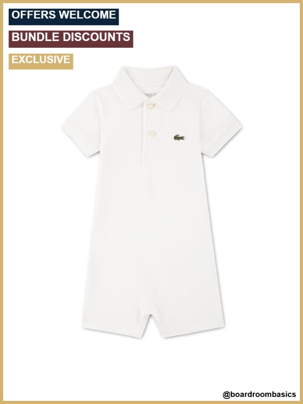 Baby Boys Classic Pique Polo Romper Short Sleeve Snap Closure Collared
